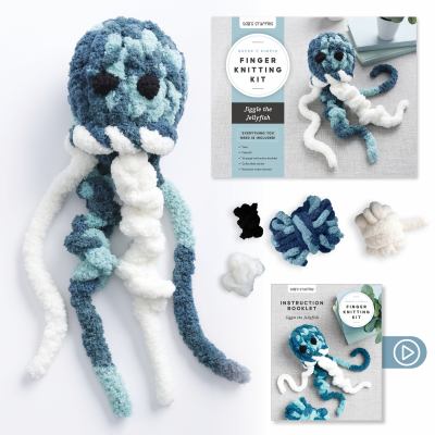 Super Simple Finger Knitting Kit Jiggle the Jellyfish : Everything You Need Is Included: Chunky Yarn, Fiberfill, Instruction Booklet, Exclusive Step-B