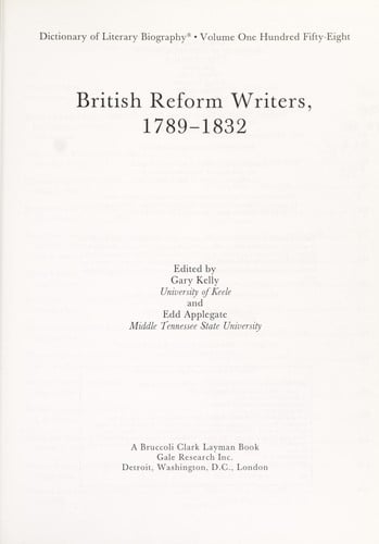 British Reform Writers, 1789-1832