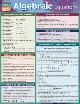 Algebraic Equations : QuickStudy Laminated Reference Guide (QuickStudy Academic)