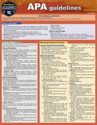 APA Guidelines - 7th Edition : A QuickStudy Laminated Reference Guide