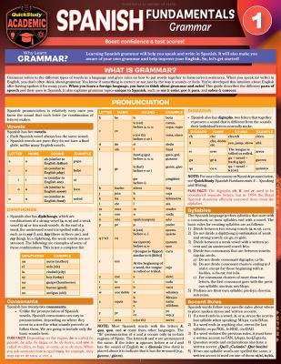 Spanish Fundamentals 1 - Grammar : A QuickStudy Laminated Reference Guide