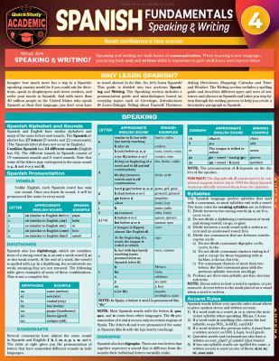 Spanish Fundamentals 4 - Speaking and Writing : A QuickStudy Laminated Reference Guide