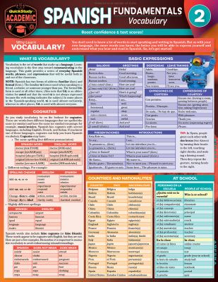 Spanish Fundamentals 2 - Vocabulary : A QuickStudy Laminated Reference Guide