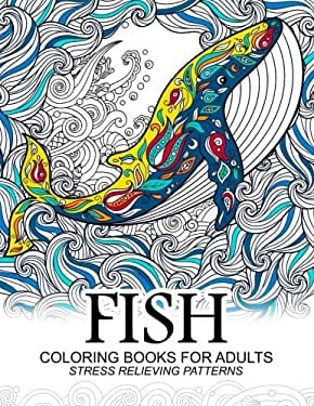 Fish Coloring Books for Adults : Dolphins, Whale, Shark in the Sea Design