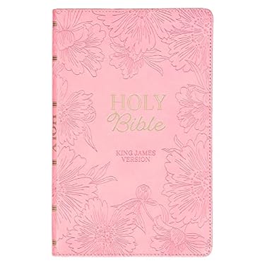 KJV Holy Bible, Gift Edition King James Version, Faux Leather Flexible Cover, Light Pink Floral