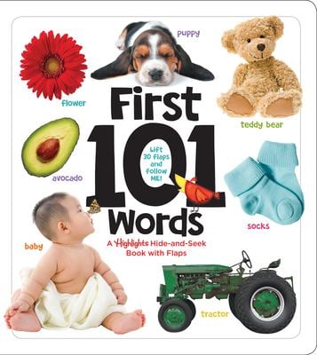 First 101 Words : A Hidden Pictures Lift-The-Flap Board Book, Learn Animals, Food, Shapes, Colors and Numbers, Interactive First Words Book for Babies
