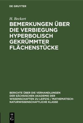 Bemerkungen über Die Verbiegung Hyperbolisch Gekrümmter Flächenstücke